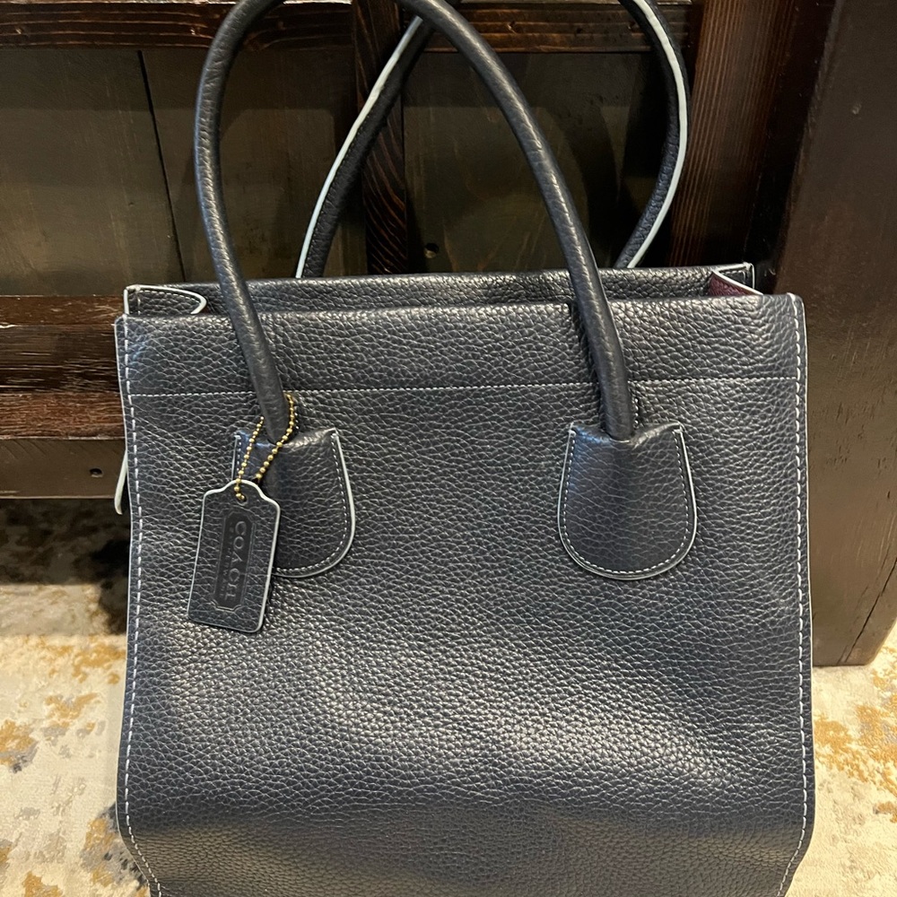 Coach Black Pebbled Leather Tote Bag